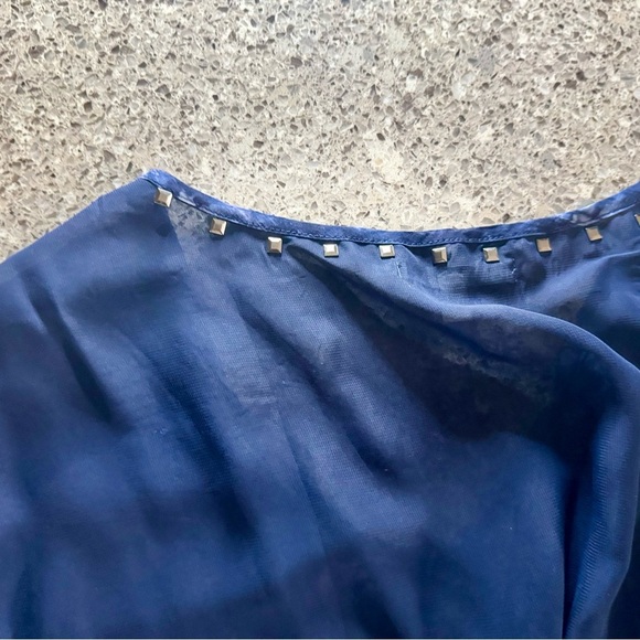 Tie-Dye Blue Sheer Oversized Blouse with Studded Accents - Size S ⭐✨ - Picture 10 of 12